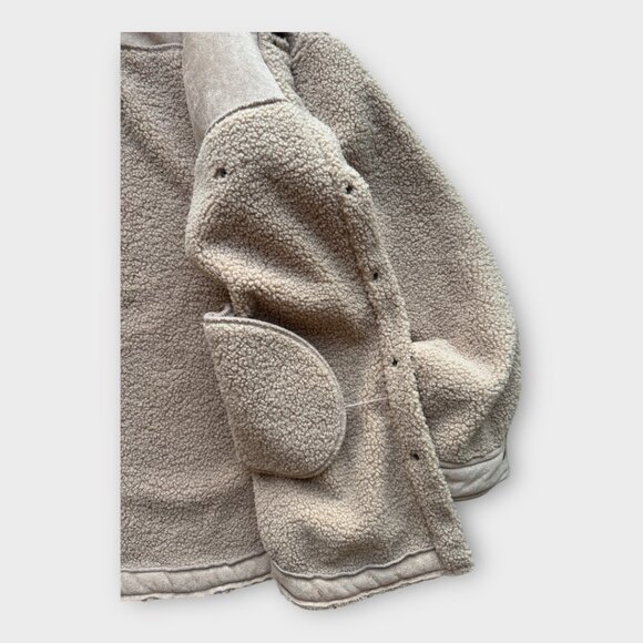 12th Tribe Bobbi Tan Suede Sherpa Jacket - Size L - Picture 7 of 11
